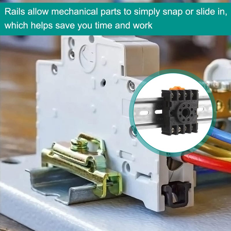 DKARDU Din Rail 35mm Slotted Aluminum, 8 PCS Clamp DIN Rails, with Mounting Screws, 8 Inches 20 CM Long, 35mm Wide, 7.5mm High for Terminal Block Relay - Image 3